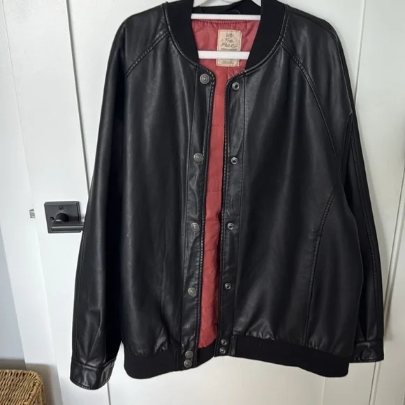 Free People Wild Rose Vegan Leather Bomber